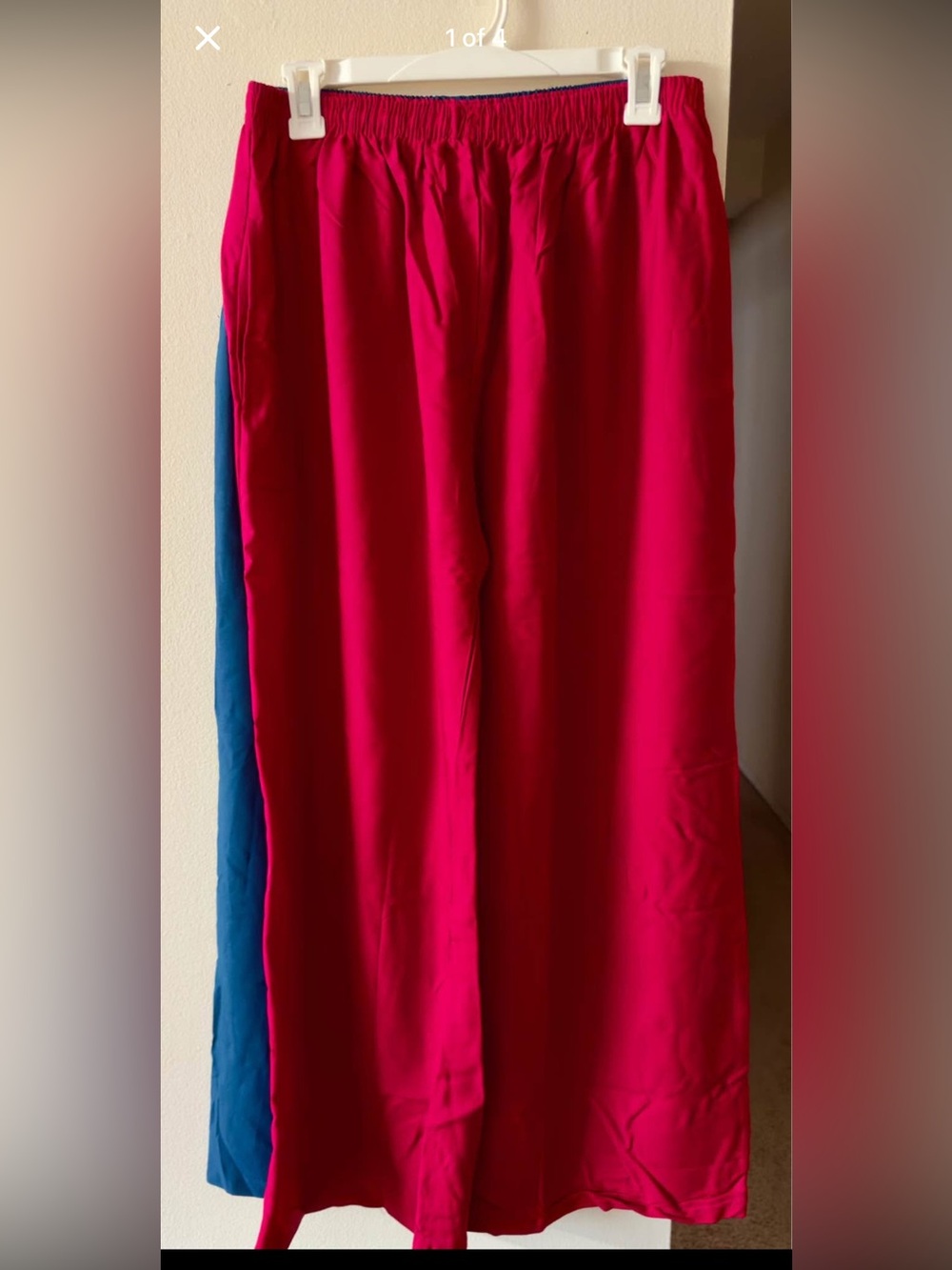 Two rayon Wide Leg Pants in Fuchsia and Blue
Fits waist 28-38